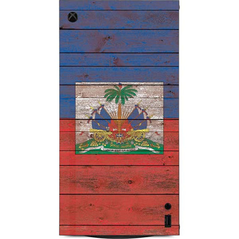 Haiti Flag Dark Wood XBox Series X Digital Edition Console Skin